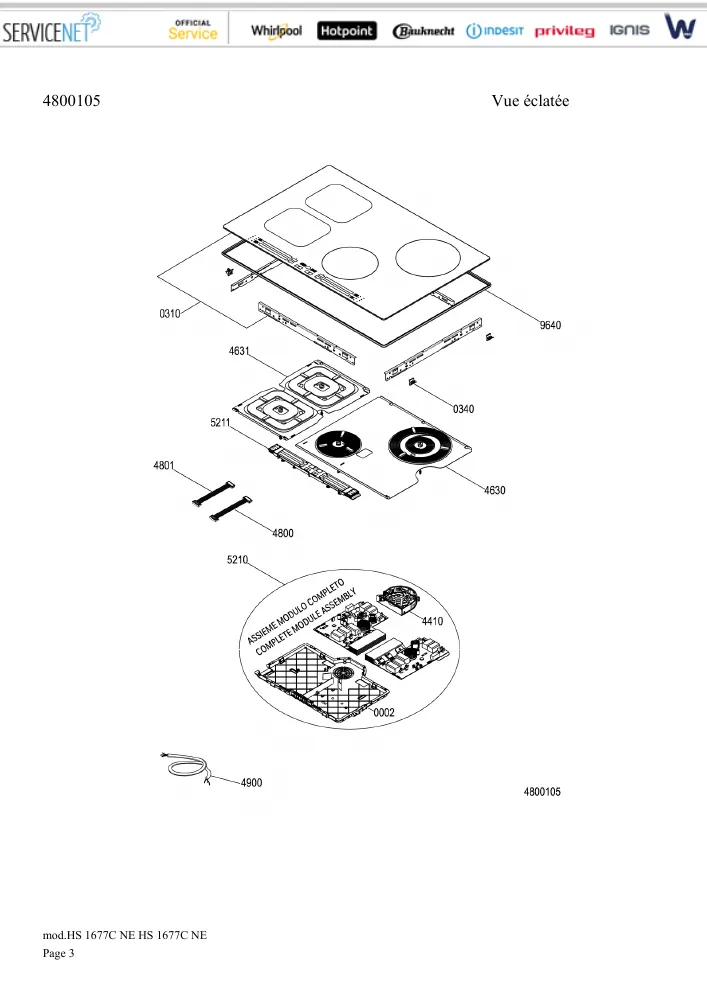 Vue éclatée HOTPOINT-ARISTON HS1677CNE 157977