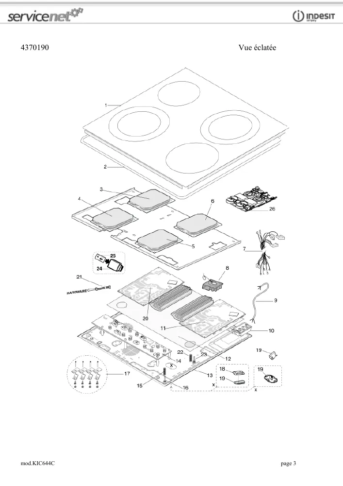 Vue éclatée HOTPOINT-ARISTON KIC644C 79182