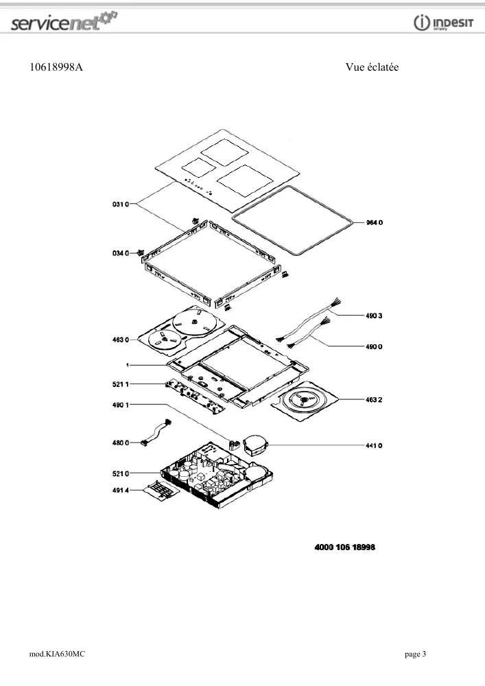 Vue éclatée HOTPOINT-ARISTON KIA630MC 93300