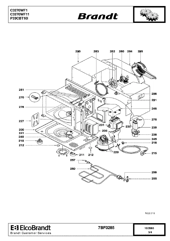 Vue éclatée BRANDT C3270WF1 C3270WF11