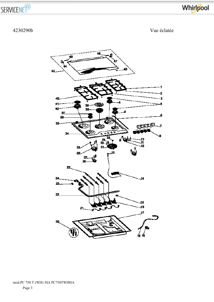 Vue éclatée HOTPOINT-ARISTON PC750TWHHA 76980