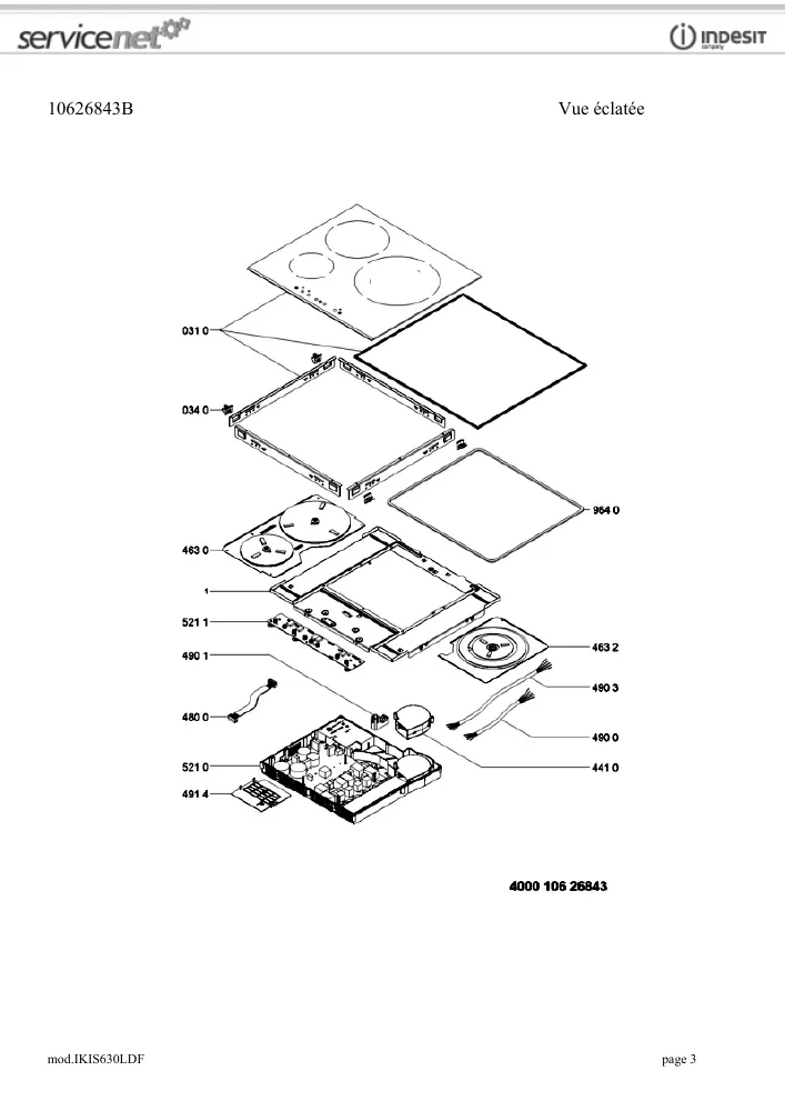 Vue éclatée HOTPOINT-ARISTON IKIS630LDF 93360