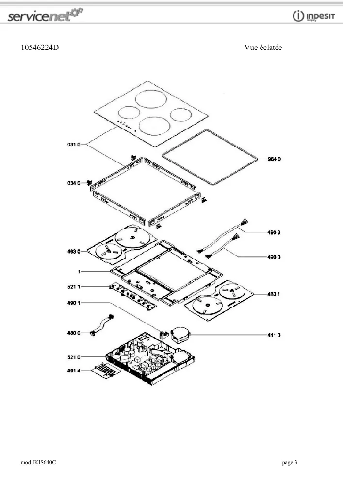 Vue éclatée HOTPOINT-ARISTON IKIS640C 93374