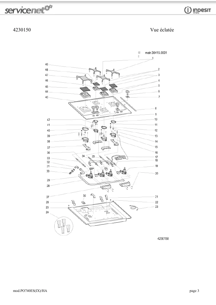 Vue éclatée HOTPOINT-ARISTON PO740ESIXHA 48138