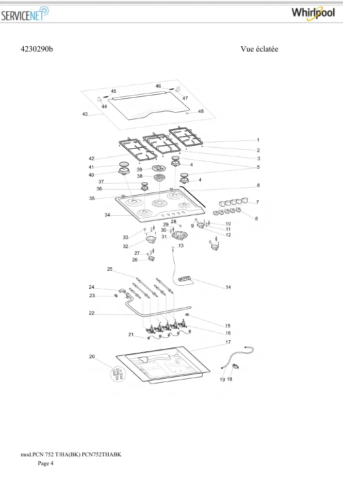 Vue éclatée HOTPOINT-ARISTON PCN752THABK 100589
