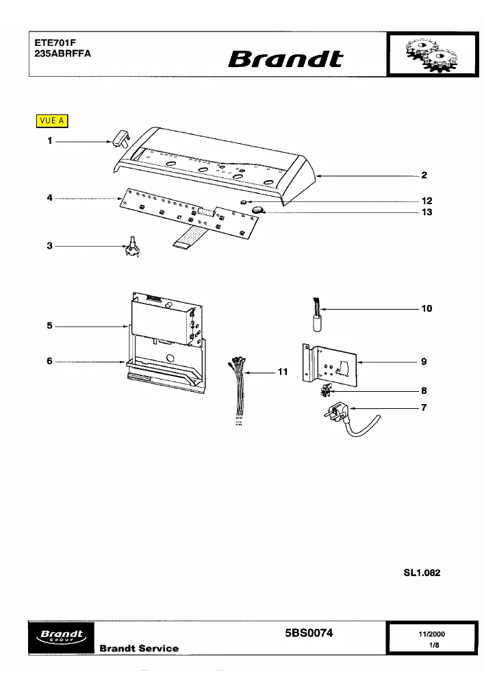 Vue éclatée BRANDT ETE701F 235ABRFFA