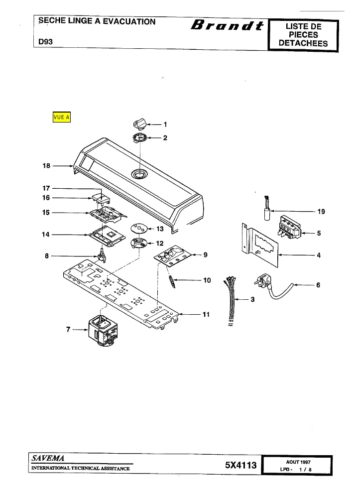 Vue éclatée BRANDT D93 214ABRSGA