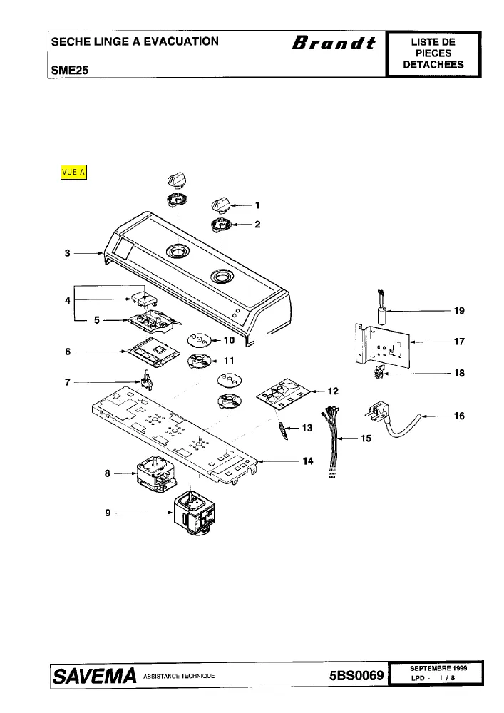 Vue éclatée BRANDT SME25 214ABRFFC