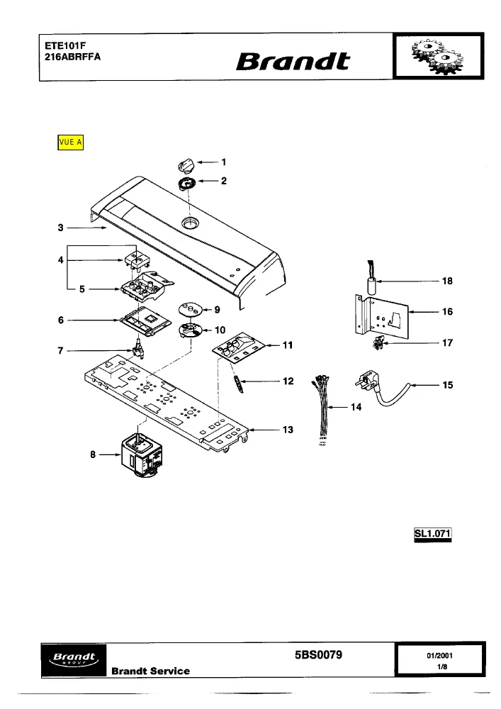 Vue éclatée BRANDT ETE101F 216ABRFFA