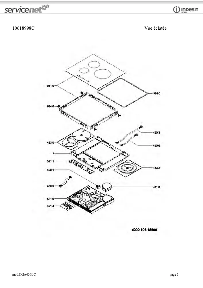 Vue éclatée HOTPOINT-ARISTON IKIA630LC 93367