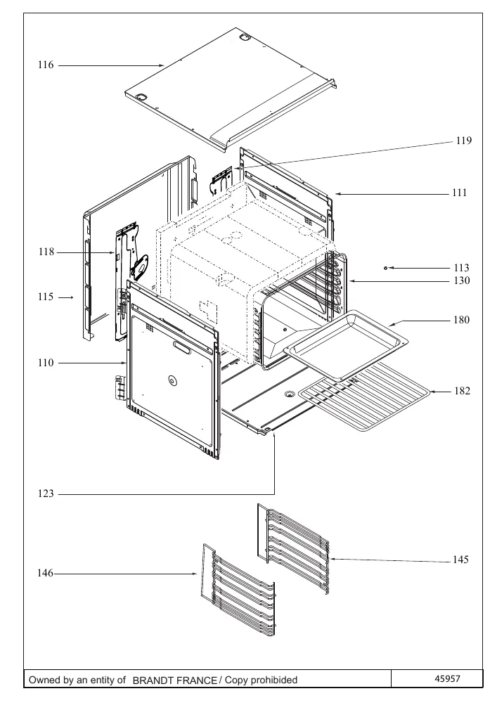 Vue éclatée BRANDT BXC6332W BXC6332W1