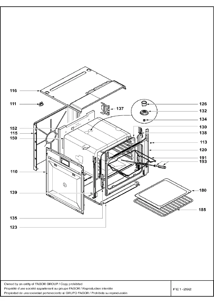 Vue éclatée BRANDT FE1022W FE1022W1