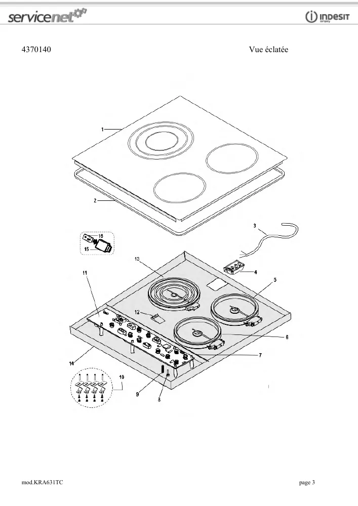 Vue éclatée HOTPOINT-ARISTON KRA631TC 68967