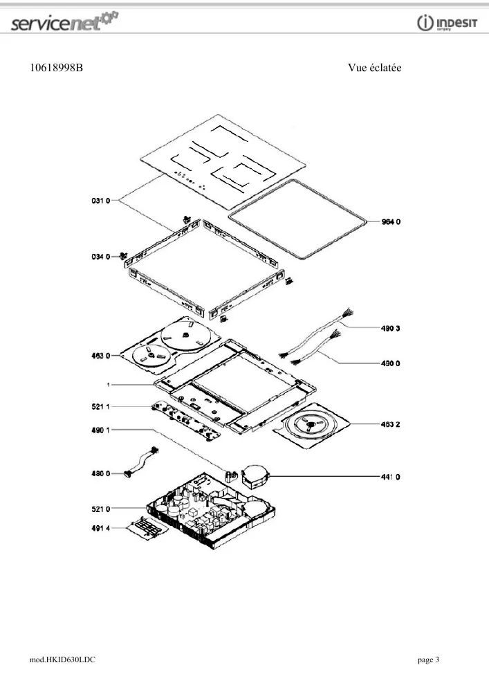 Vue éclatée HOTPOINT-ARISTON HKID630LDC 93362