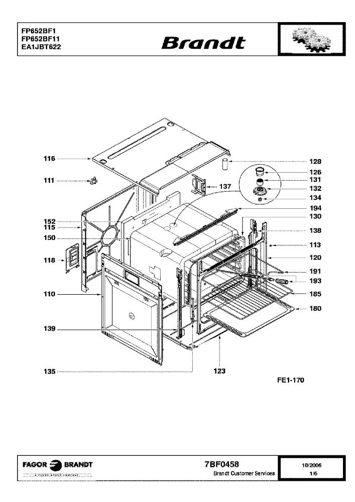 Vue éclatée BRANDT FP652BF1 FP652BF11