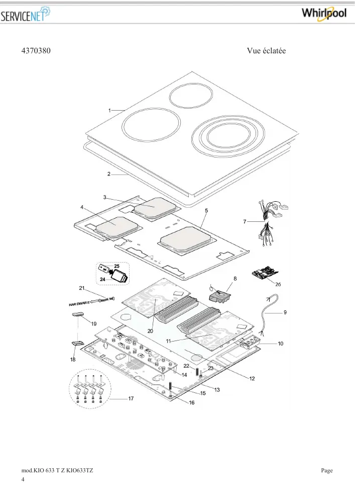 Vue éclatée HOTPOINT-ARISTON KIO633TZ 79143