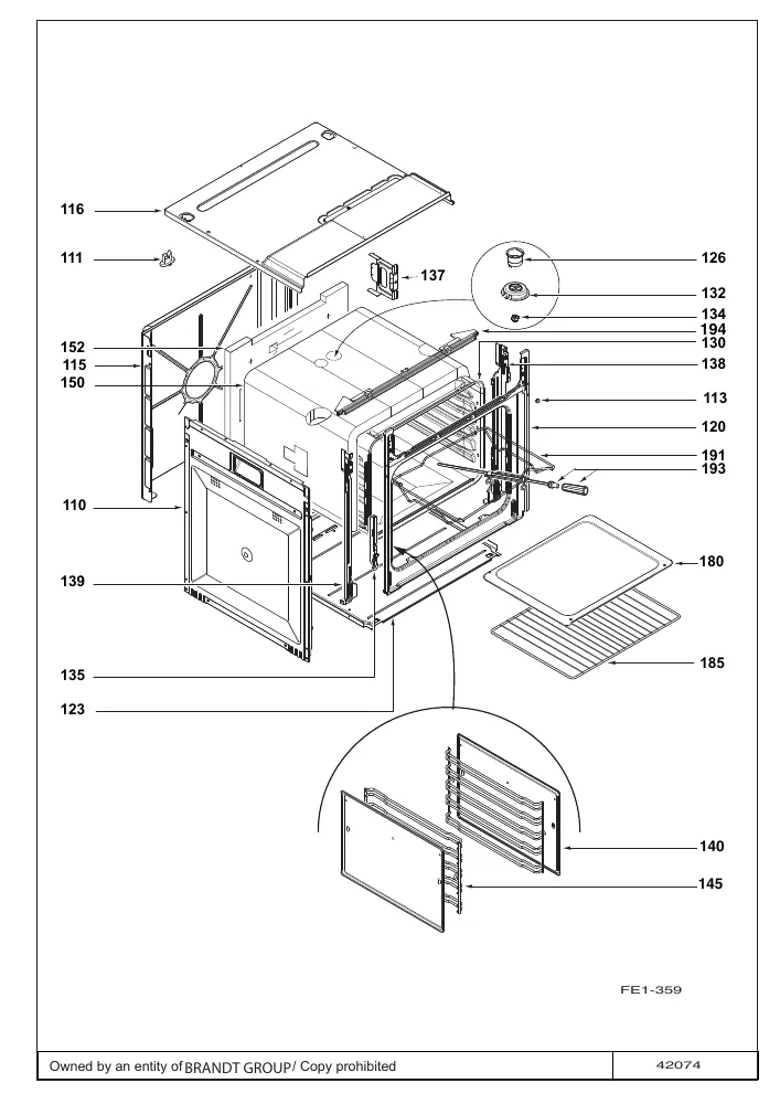 Vue éclatée BRANDT FC1240W FC1240W2