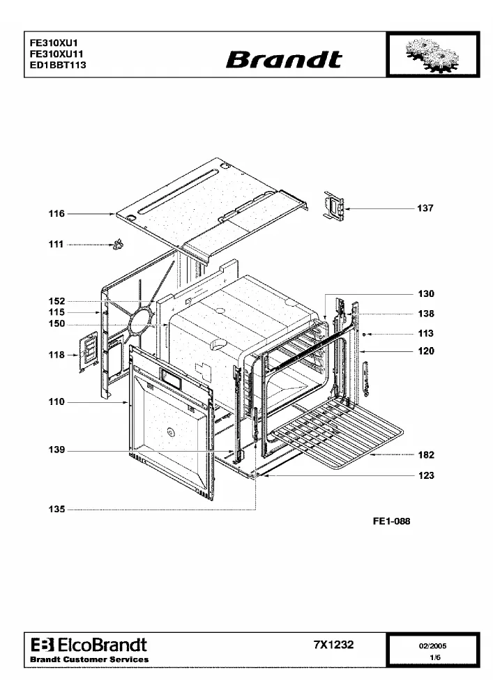 Vue éclatée BRANDT FE310XU1 FE310XU11