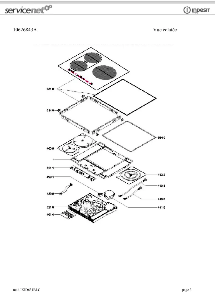 Vue éclatée HOTPOINT-ARISTON IKID631BLC 93357
