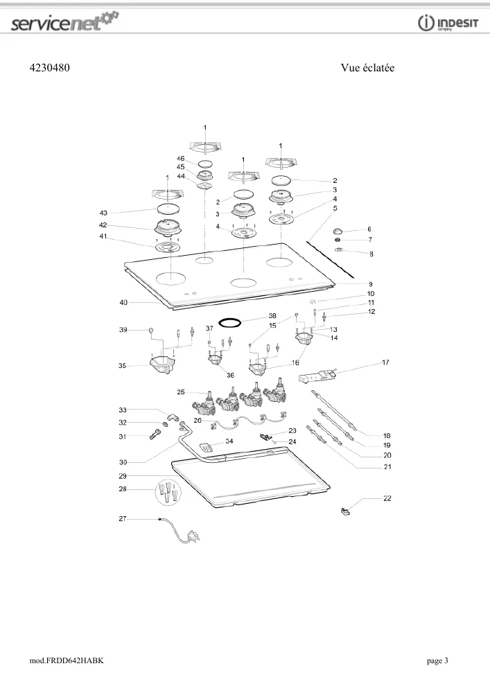 Vue éclatée HOTPOINT-ARISTON FRDD642HABK 102168