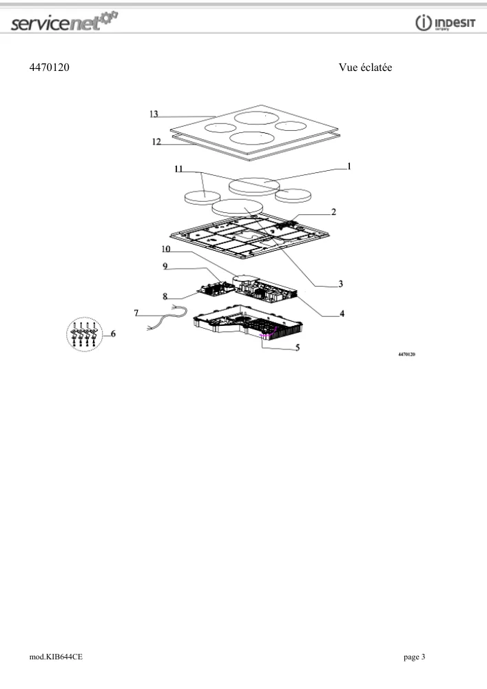 Vue éclatée HOTPOINT-ARISTON KIB644CE 82466