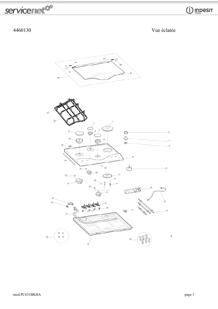 Vue éclatée HOTPOINT-ARISTON PC631BKHA 87411
