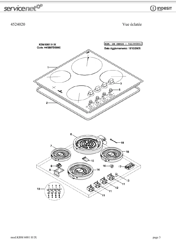 Vue éclatée HOTPOINT-ARISTON KBM6011DHIX 29836