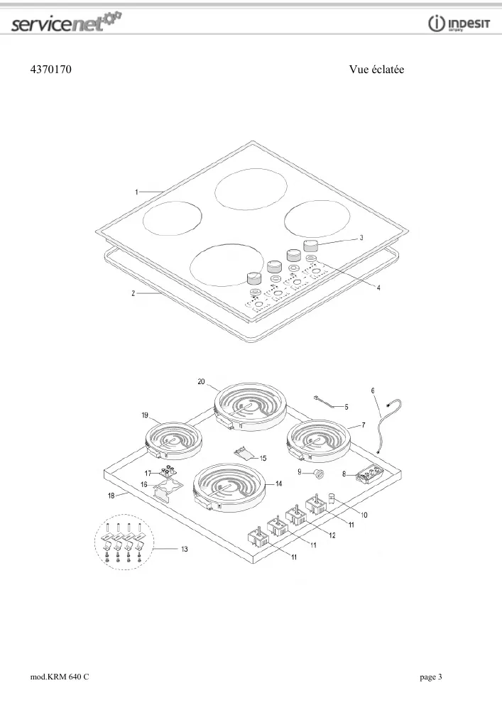 Vue éclatée HOTPOINT-ARISTON KRM640C 52986