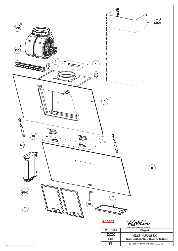 Vue éclatée ROBLIN GLISS800WH 5059001