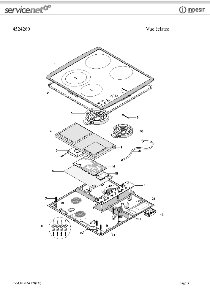 Vue éclatée HOTPOINT-ARISTON KBT6412IIX 38898