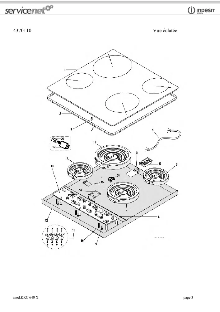 Vue éclatée HOTPOINT-ARISTON KRC640X 52964