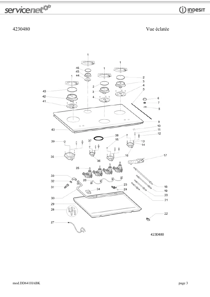 Vue éclatée HOTPOINT-ARISTON DD641HABK 100463