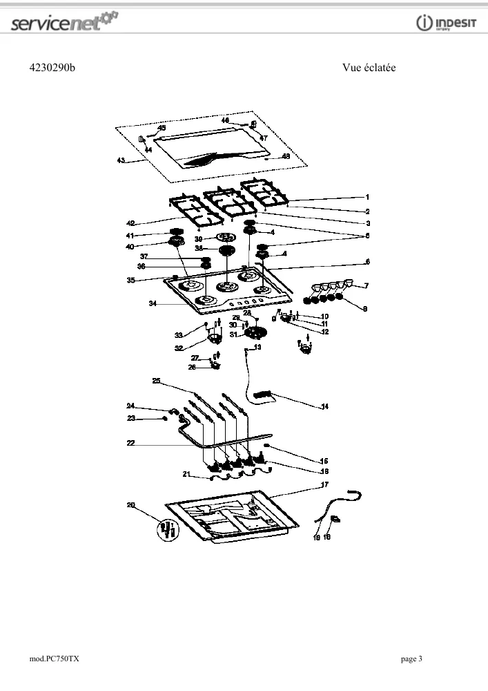 Vue éclatée HOTPOINT-ARISTON PC750TX 78980
