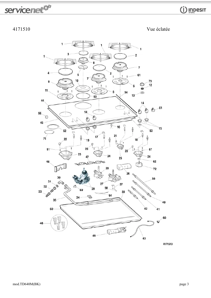 Vue éclatée HOTPOINT-ARISTON TD640MBK 18163