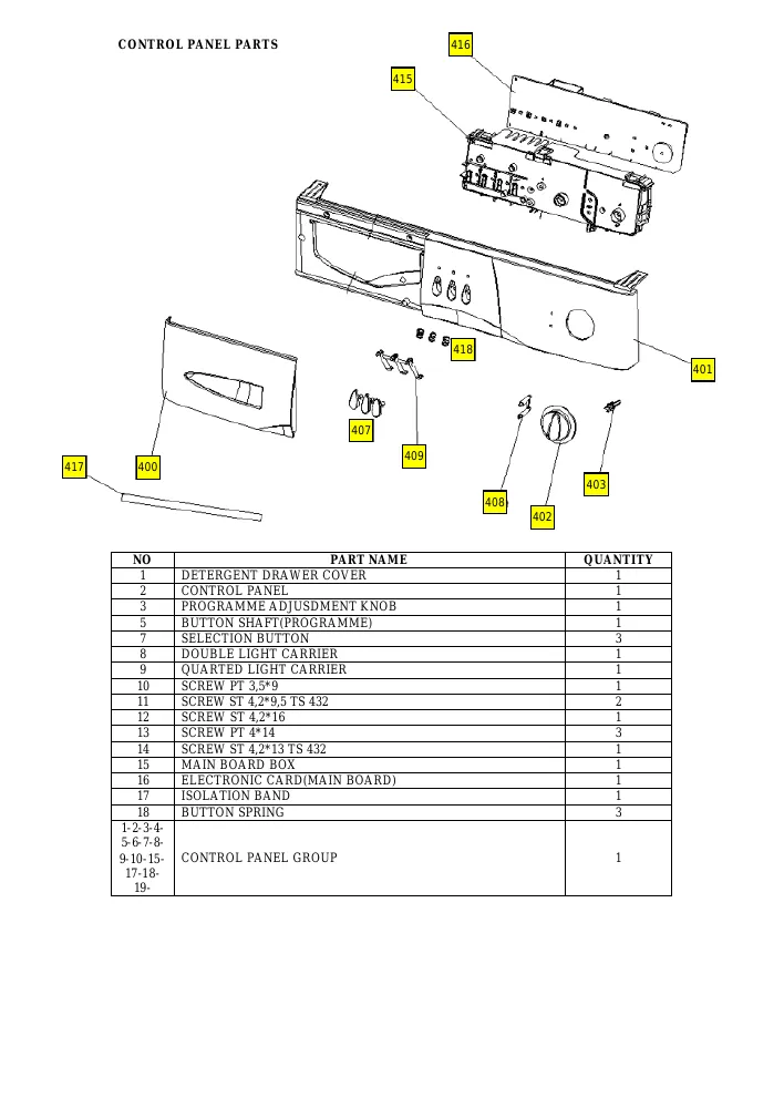 Vue éclatée Technical TC1005TRS