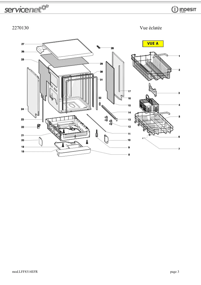 Vue éclatée HOTPOINT-ARISTON LFF8314EFR 74974