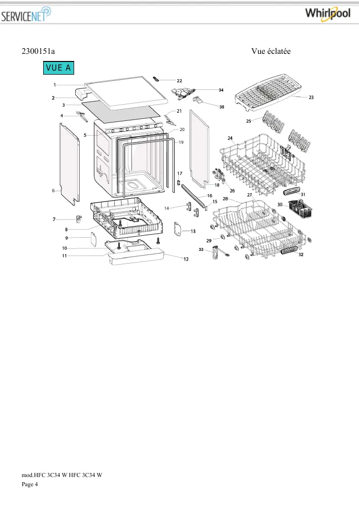 Vue éclatée HOTPOINT-ARISTON HFC3C34W 161235