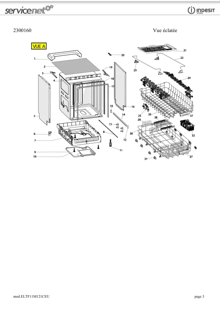 Vue éclatée HOTPOINT-ARISTON ELTF11M121CEU 82884