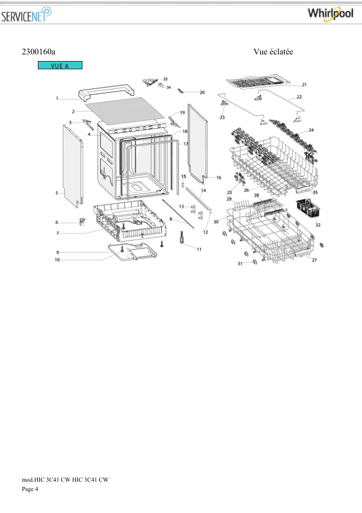 Vue éclatée HOTPOINT-ARISTON HIC3C41CW 161063