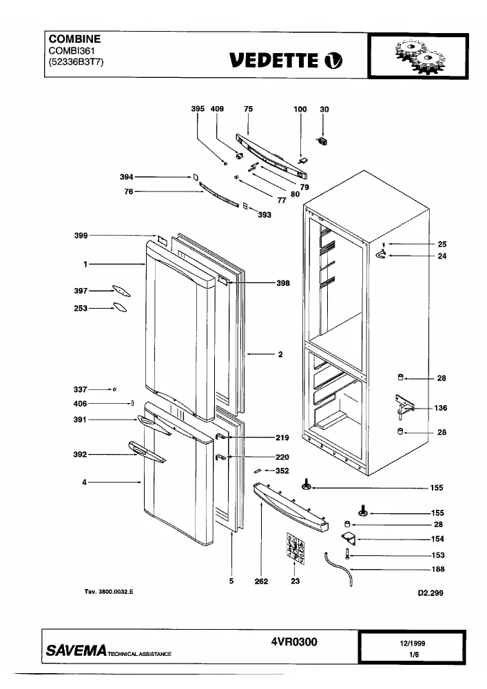 Vue éclatée VEDETTE COMBI361 52336B3T7
