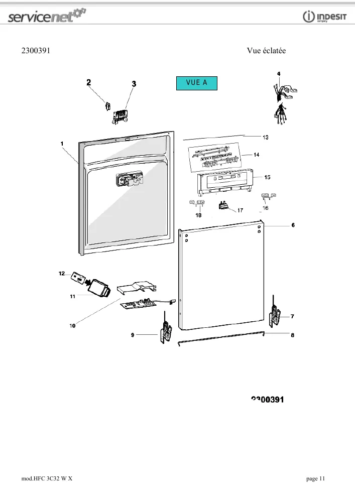 Vue éclatée HOTPOINT-ARISTON HFC3C32WX 161153