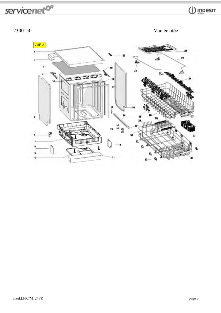 Vue éclatée HOTPOINT-ARISTON LFK7M124FR