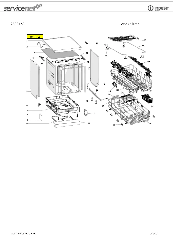 Vue éclatée HOTPOINT-ARISTON LFK7M116XFR 82918