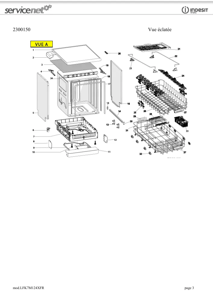 Vue éclatée HOTPOINT-ARISTON LFK7M124XFR 82919