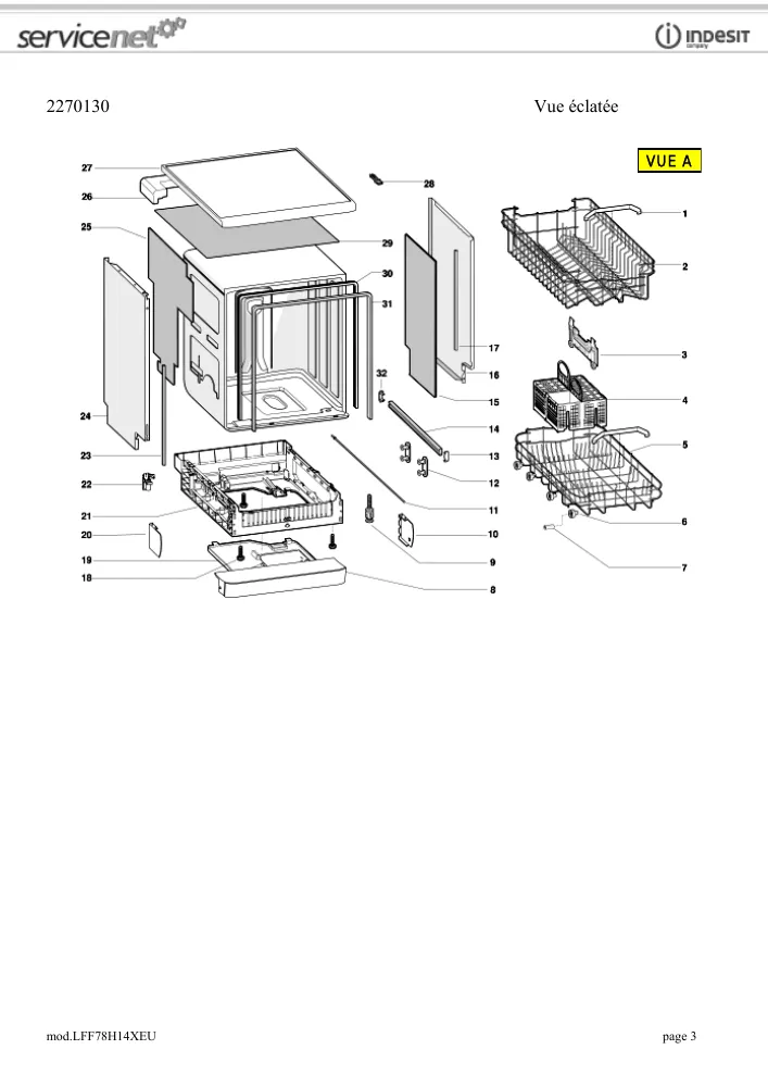 Vue éclatée HOTPOINT-ARISTON LFF78H14XEU 77086