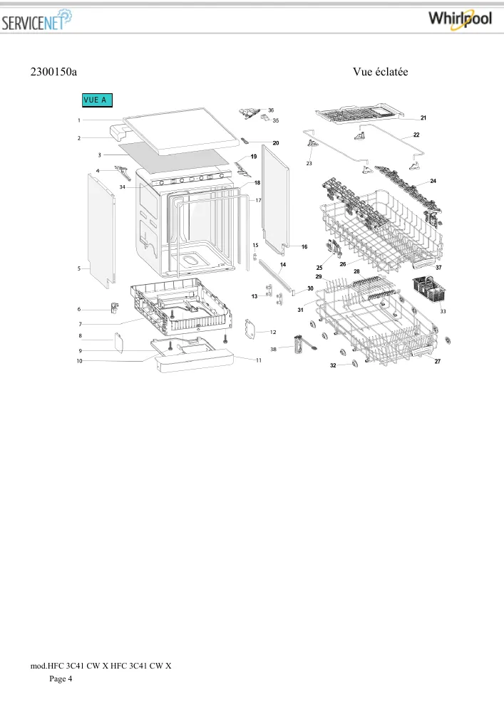 Vue éclatée HOTPOINT-ARISTON HFC3C41CWX 160272