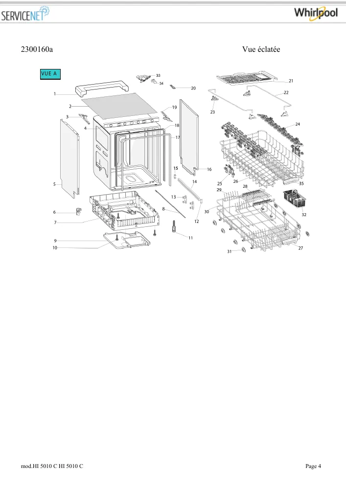 Vue éclatée HOTPOINT-ARISTON HI5010C 159442