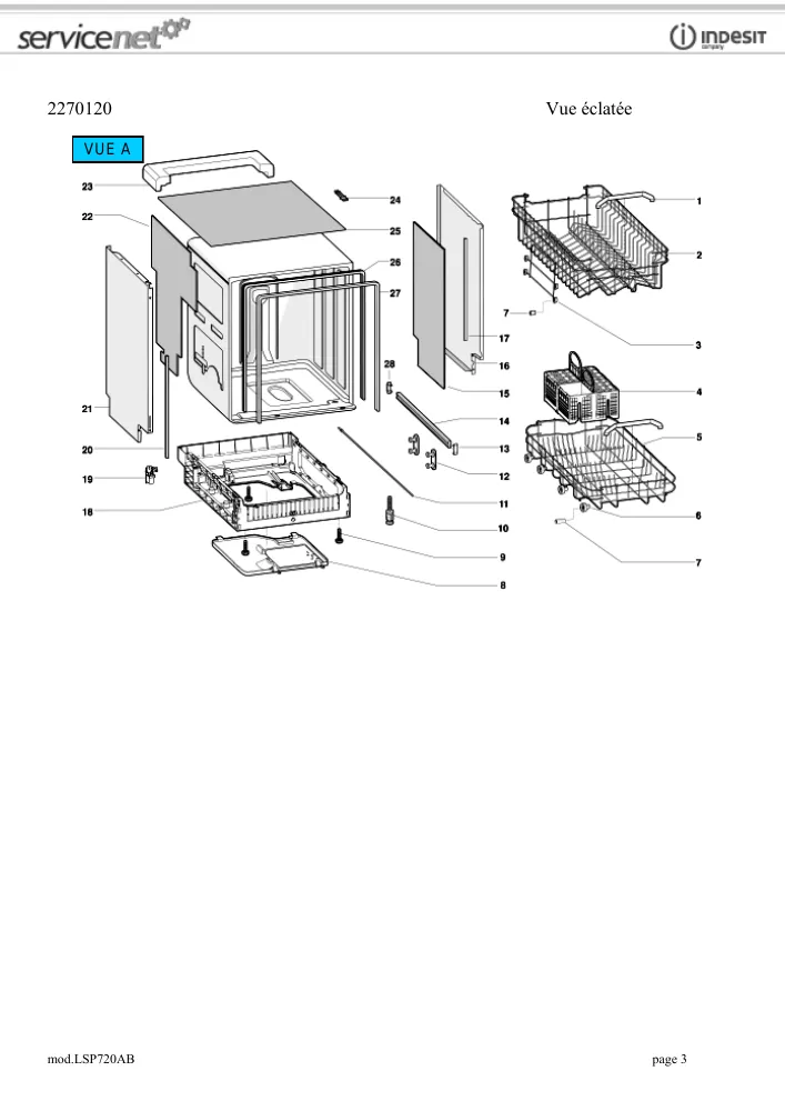 Vue éclatée HOTPOINT-ARISTON LSP720AB 68896