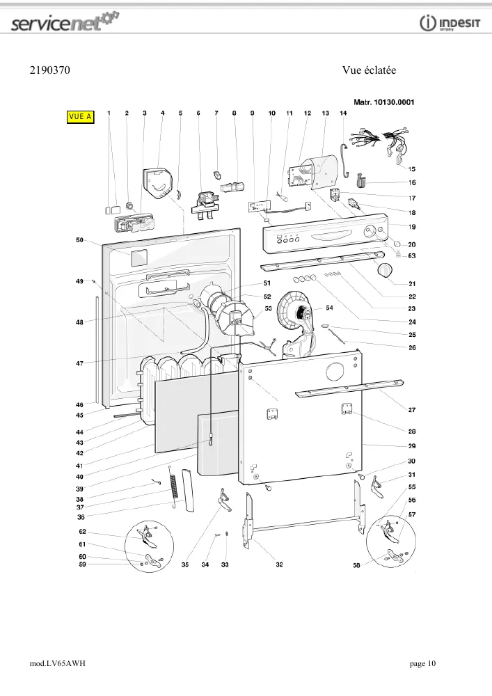 Vue éclatée HOTPOINT-ARISTON LV65AWH 026626