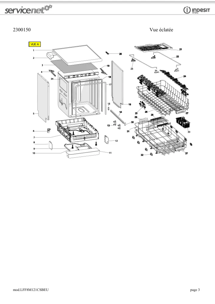 Vue éclatée HOTPOINT-ARISTON LFF8M121CSBEU 86027